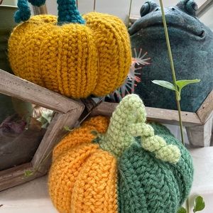 2 Pumpkins with a leaf